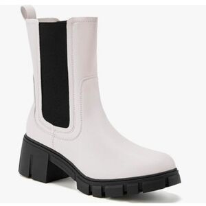 NWT Tinstree Lug Sole Platform Mid Calf Elastic Chunky Block Heel Chelsea Boots